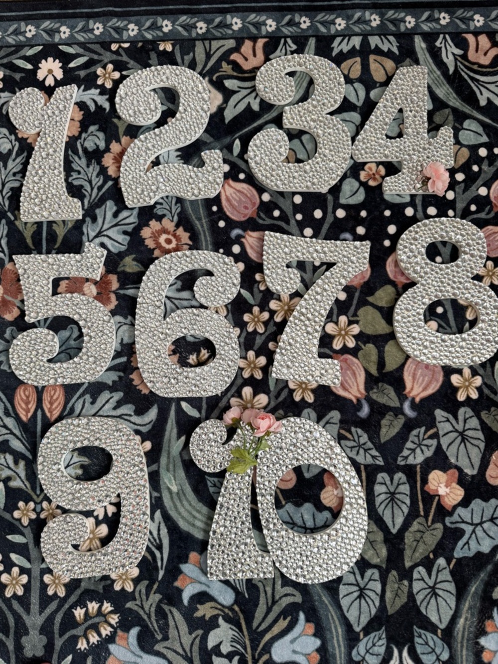 Custom jeweled numbers.